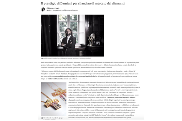 "Il prestigio di Damiani per rilanciare il mercato dei diamanti". L'articolo su Forbes. 
